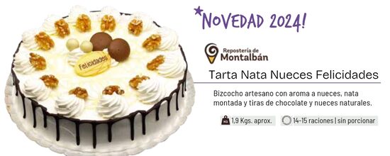 Tarta nata nueces felicidades