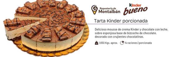 Tarta Kinder porcionada