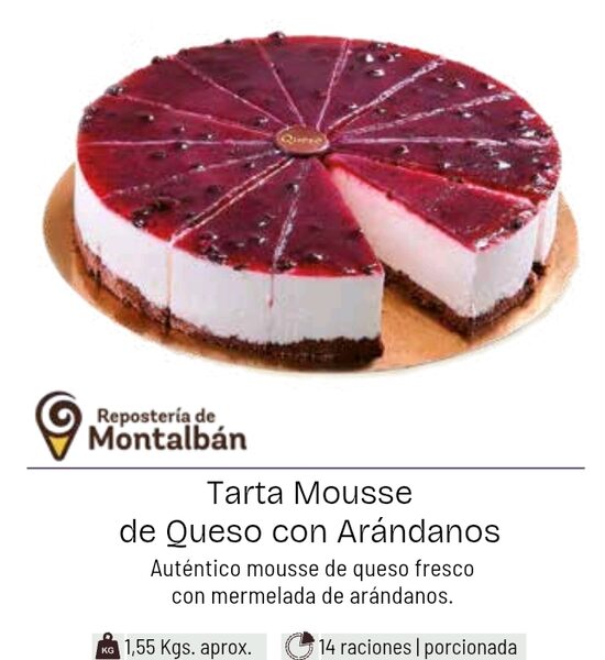 Tarta mousse de queso con arándanos 
